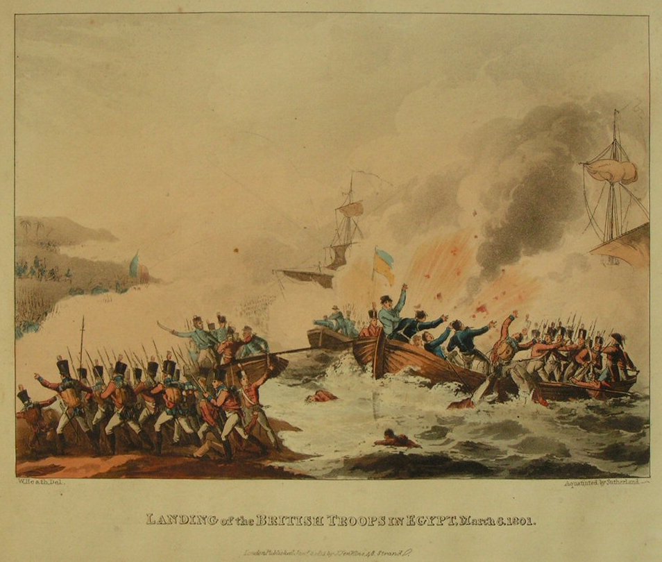 Aquatint - Landing of the British Troops in Egypt March 8 1801 - 